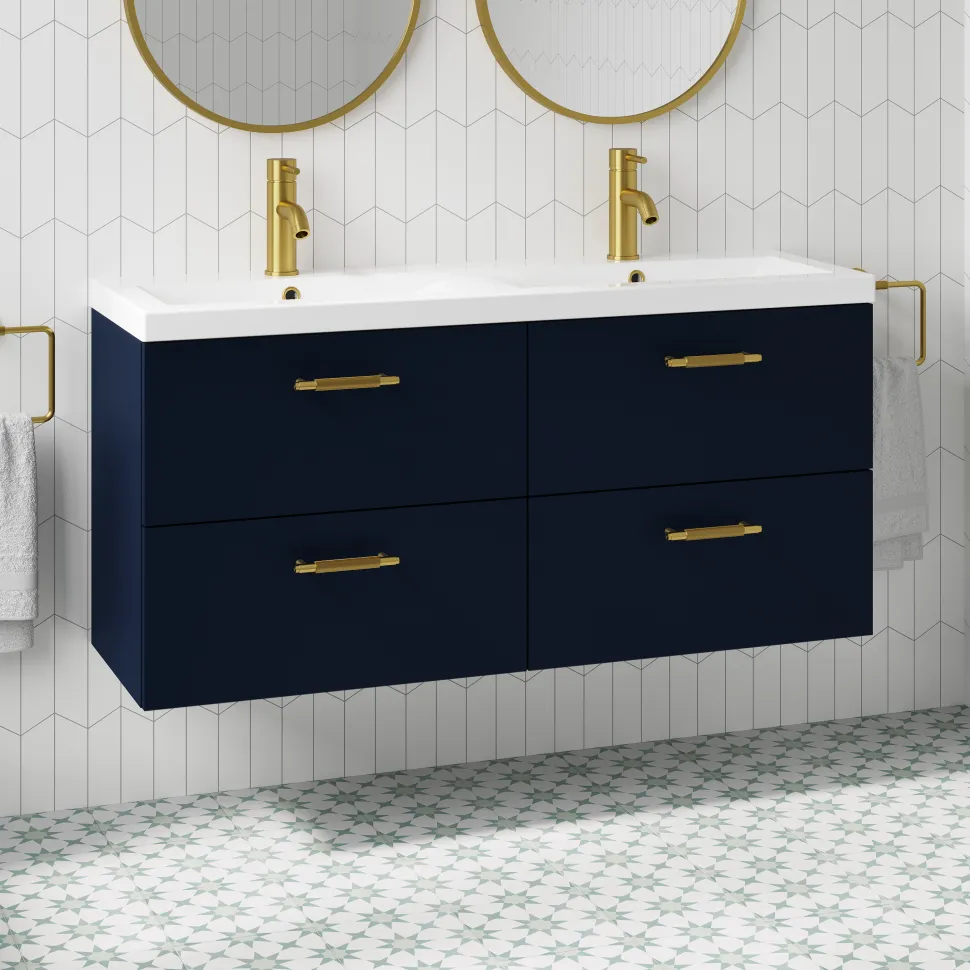 Erin 1200mm Wall Mounted 4 Drawer Vanity Unit & Double Basin