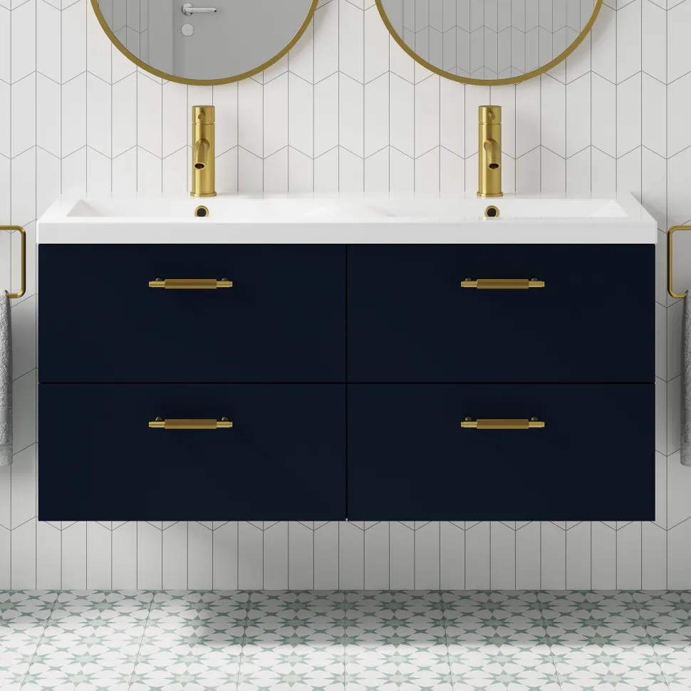 Erin 1200mm Wall Mounted 4 Drawer Vanity Unit & Double Basin