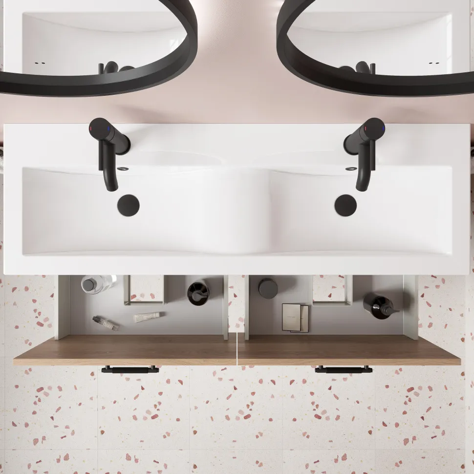 Erin 1200mm Wall Mounted 4 Drawer Vanity Unit & Double Basin