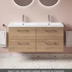 Erin 1200mm Wall Mounted 4 Drawer Vanity Unit & Double Basin