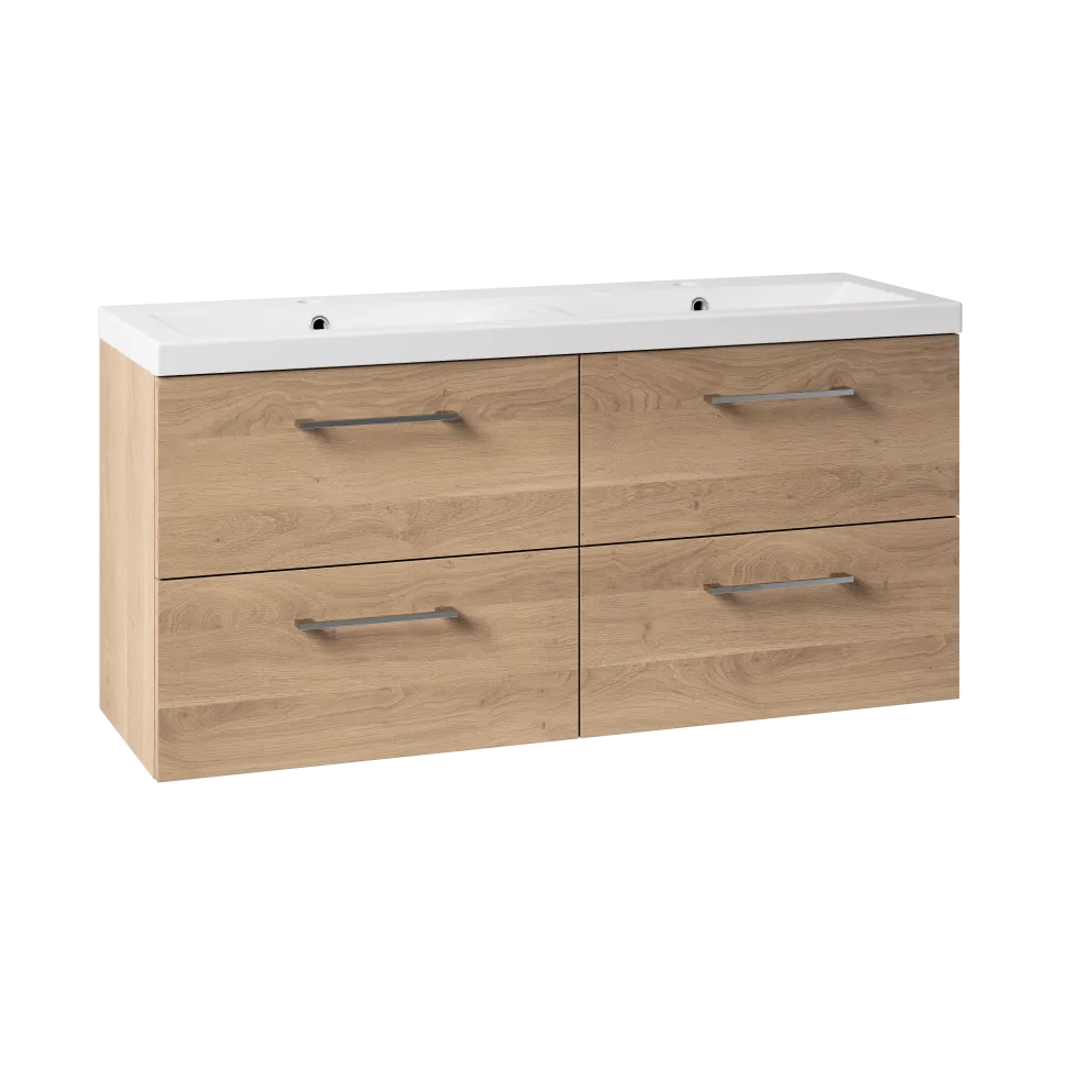 Erin 1200mm Wall Mounted 4 Drawer Vanity Unit & Double Basin