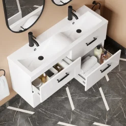 Erin 1200mm Wall Mounted 4 Drawer Vanity Unit & Double Basin