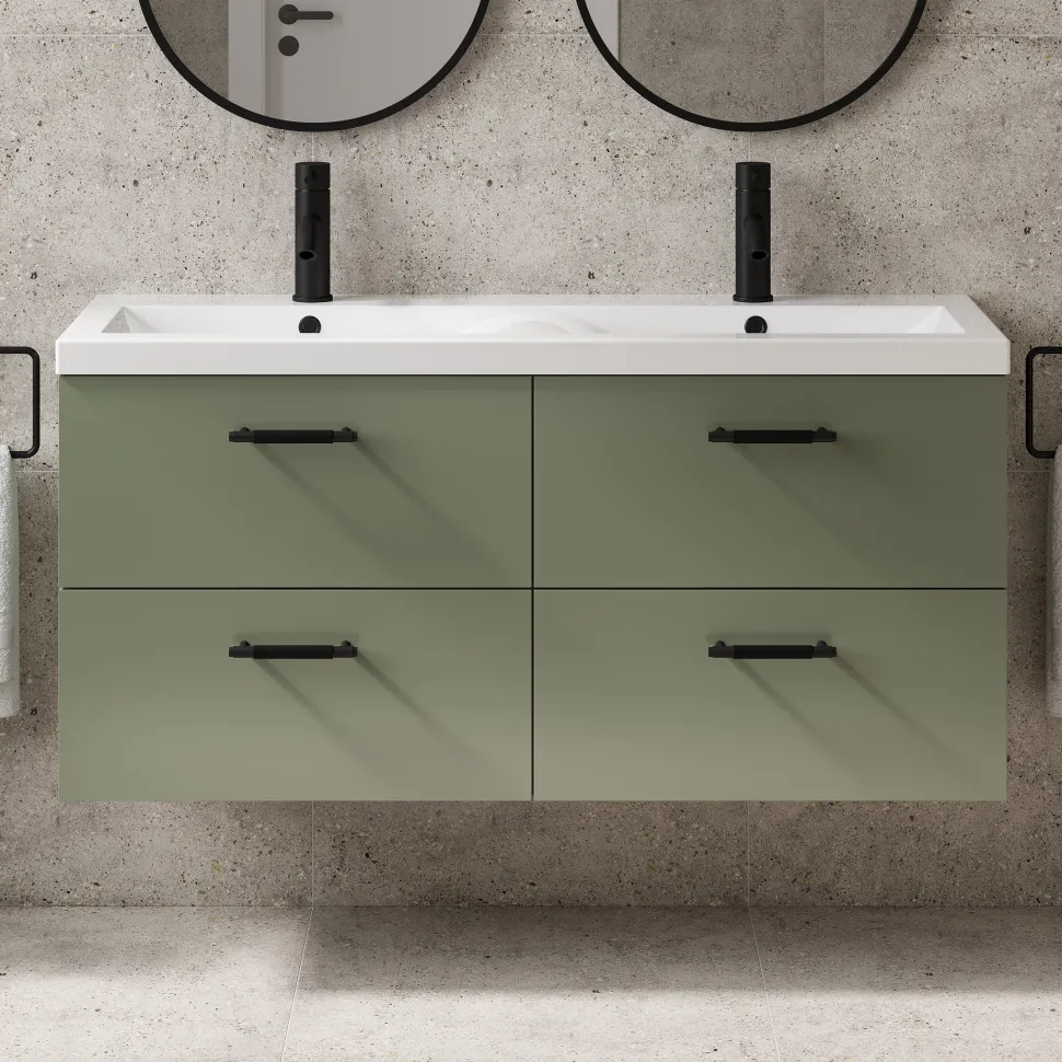 Erin 1200mm Wall Mounted 4 Drawer Vanity Unit & Double Basin