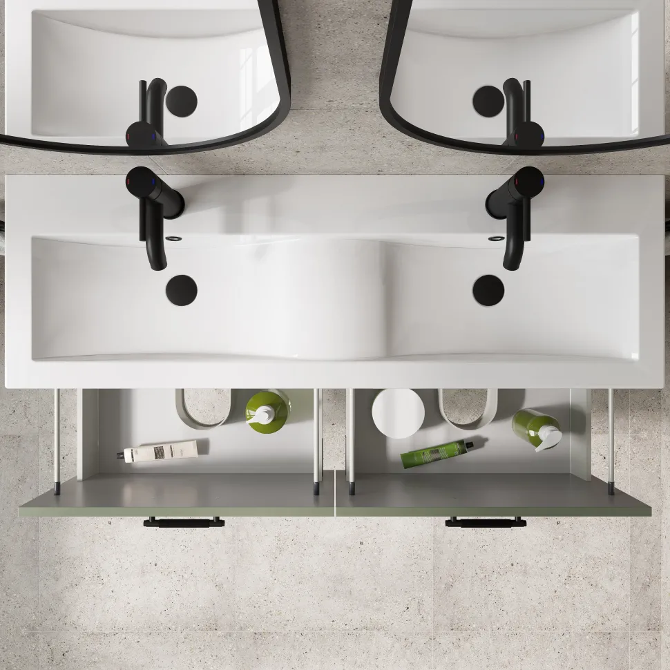 Erin 1200mm Wall Mounted 4 Drawer Vanity Unit & Double Basin