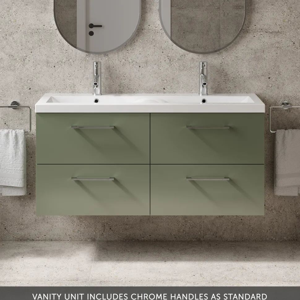 Erin 1200mm Wall Mounted 4 Drawer Vanity Unit & Double Basin