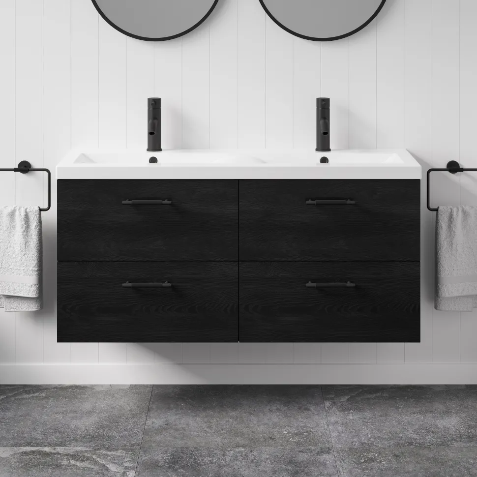 Erin 1200mm Wall Mounted 4 Drawer Vanity Unit & Double Basin