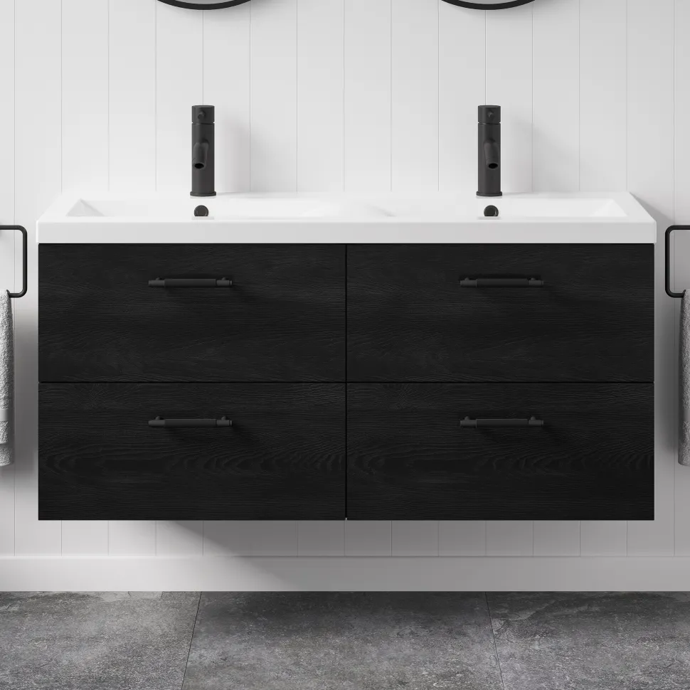 Erin 1200mm Wall Mounted 4 Drawer Vanity Unit & Double Basin