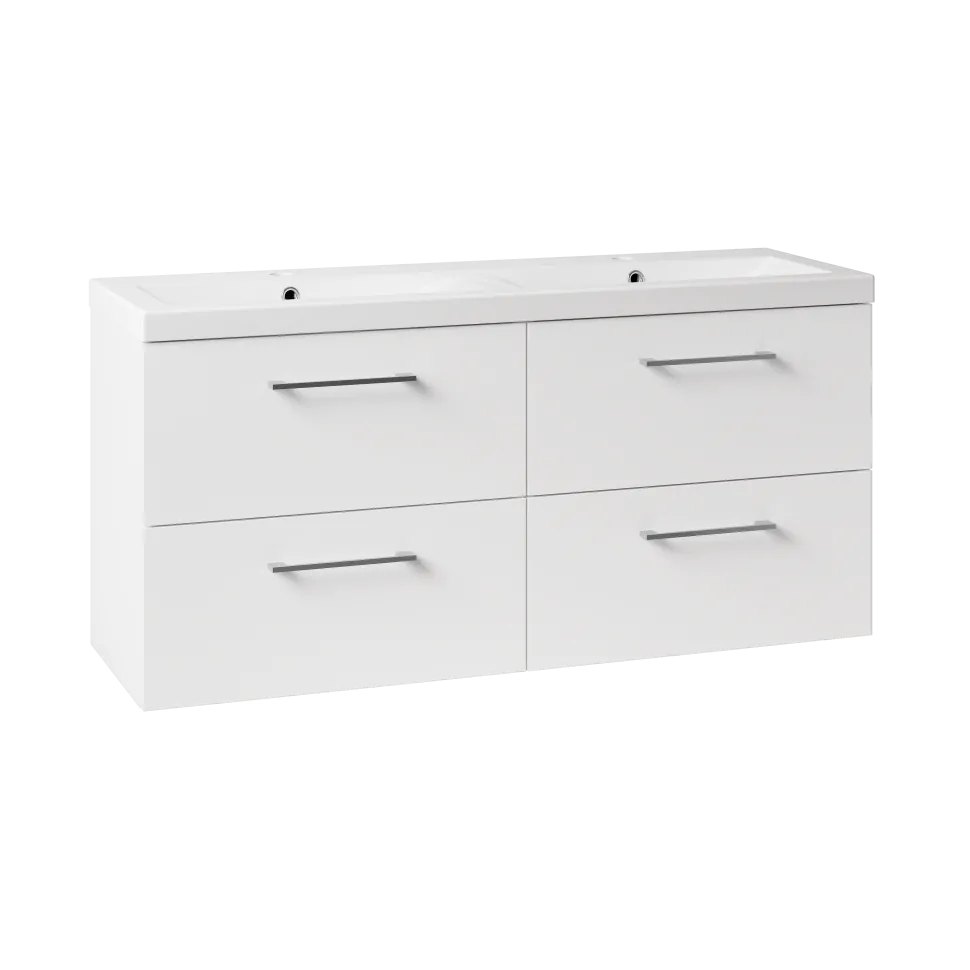 Erin 1200mm Wall Mounted 4 Drawer Vanity Unit & Double Basin