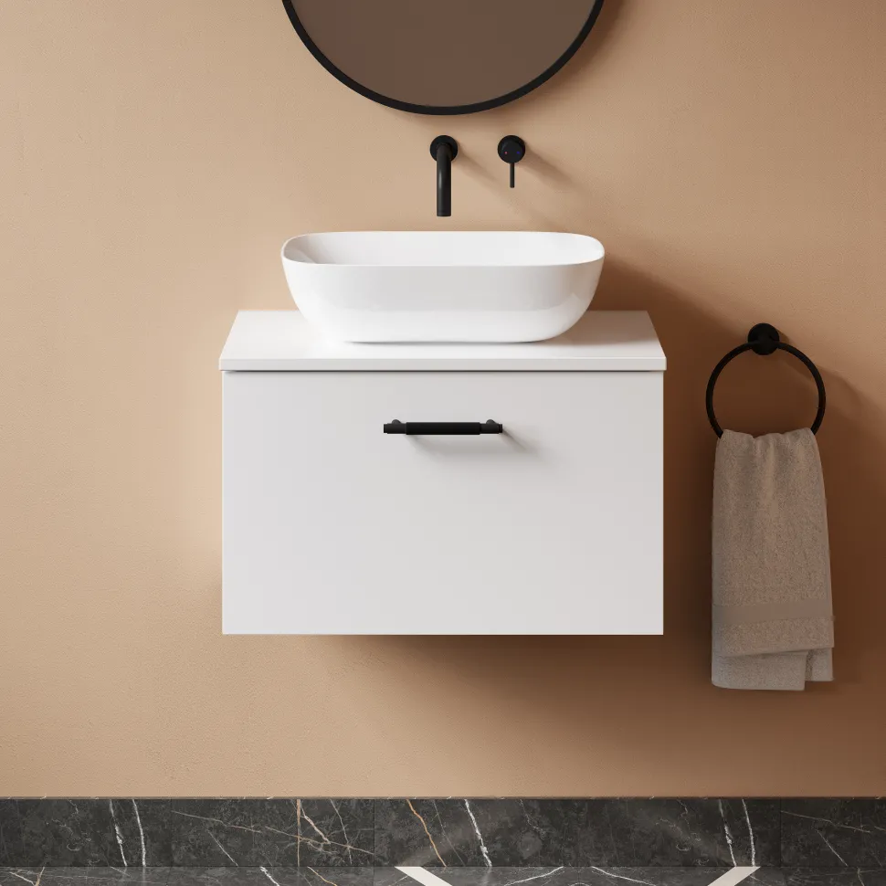 Erin 600mm Wall Mounted 1 Drawer Vanity Unit & Countertop