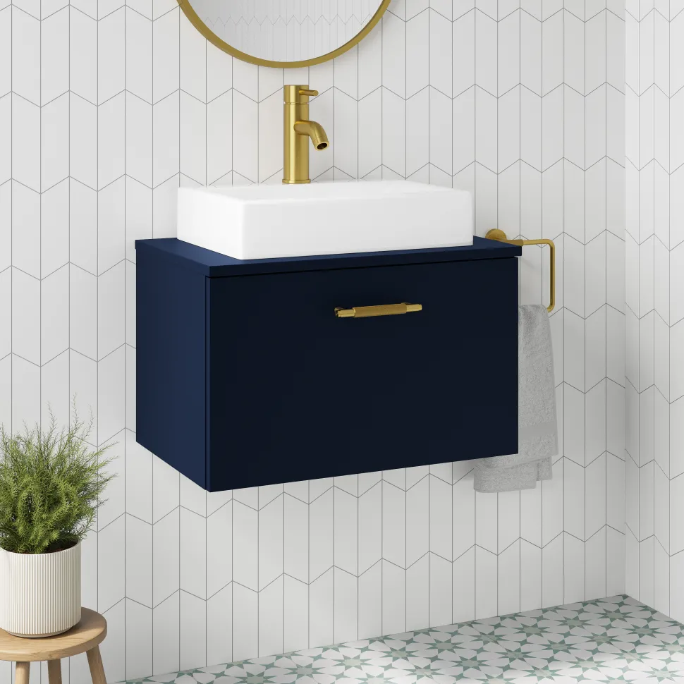 Erin 600mm Wall Mounted 1 Drawer Vanity Unit & Countertop