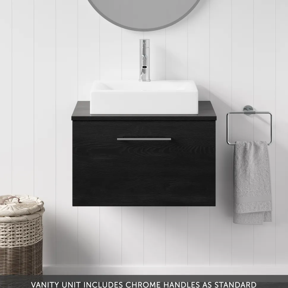 Erin 600mm Wall Mounted 1 Drawer Vanity Unit & Countertop
