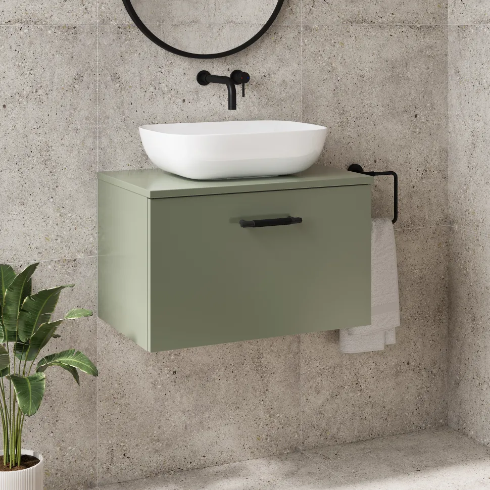 Erin 600mm Wall Mounted 1 Drawer Vanity Unit & Countertop