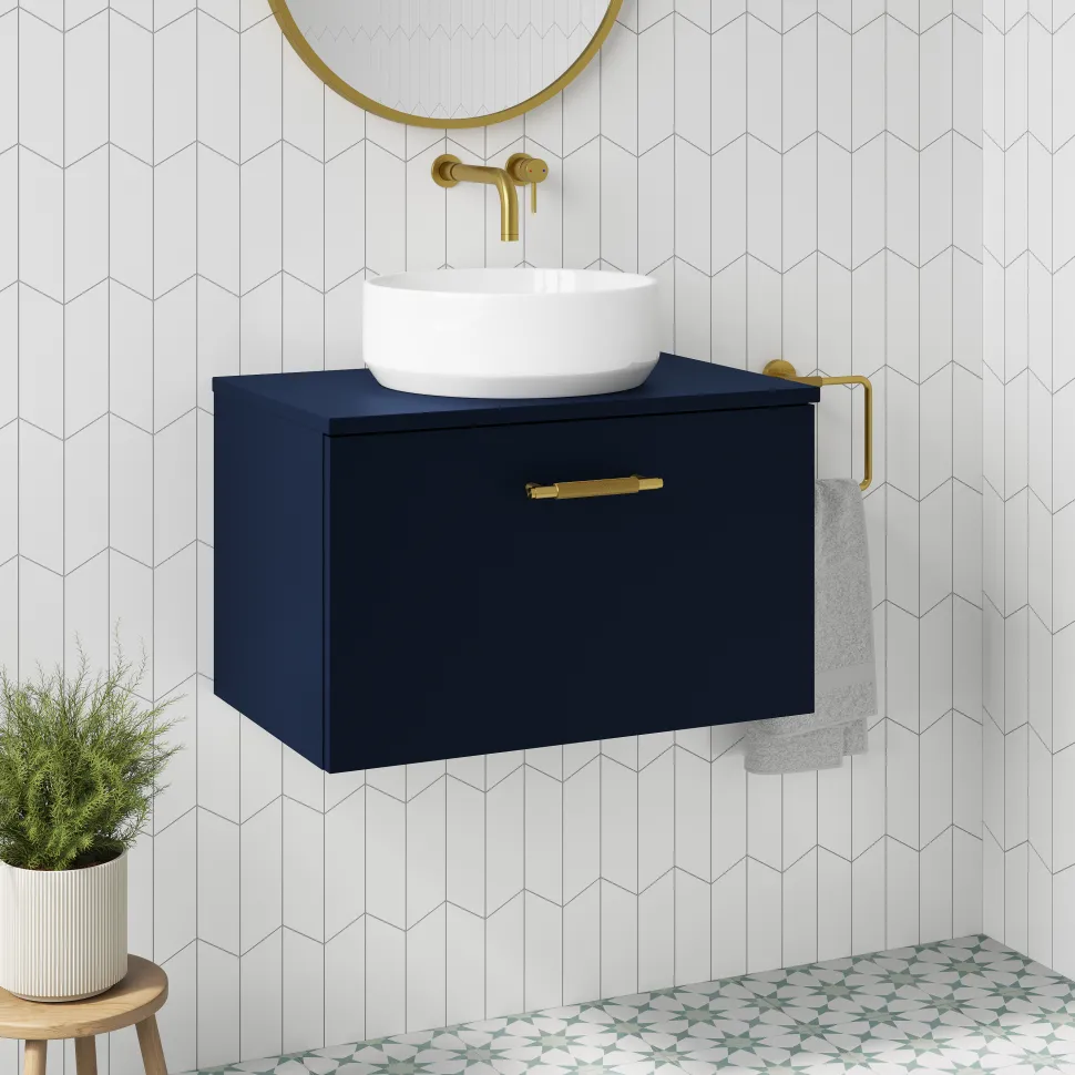 Erin 600mm Wall Mounted 1 Drawer Vanity Unit & Countertop
