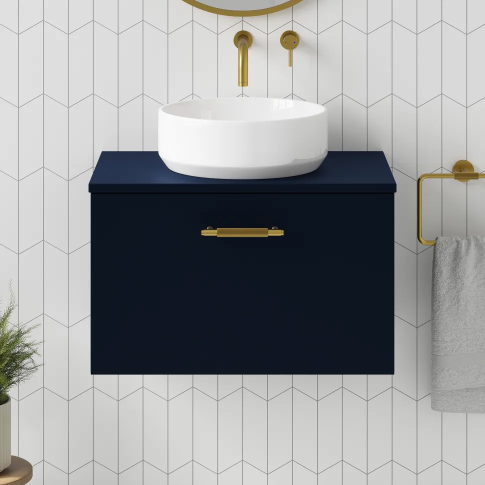 Erin 600mm Wall Mounted 1 Drawer Vanity Unit & Countertop