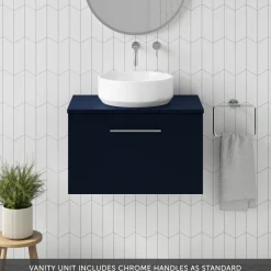 Erin 600mm Wall Mounted 1 Drawer Vanity Unit & Countertop