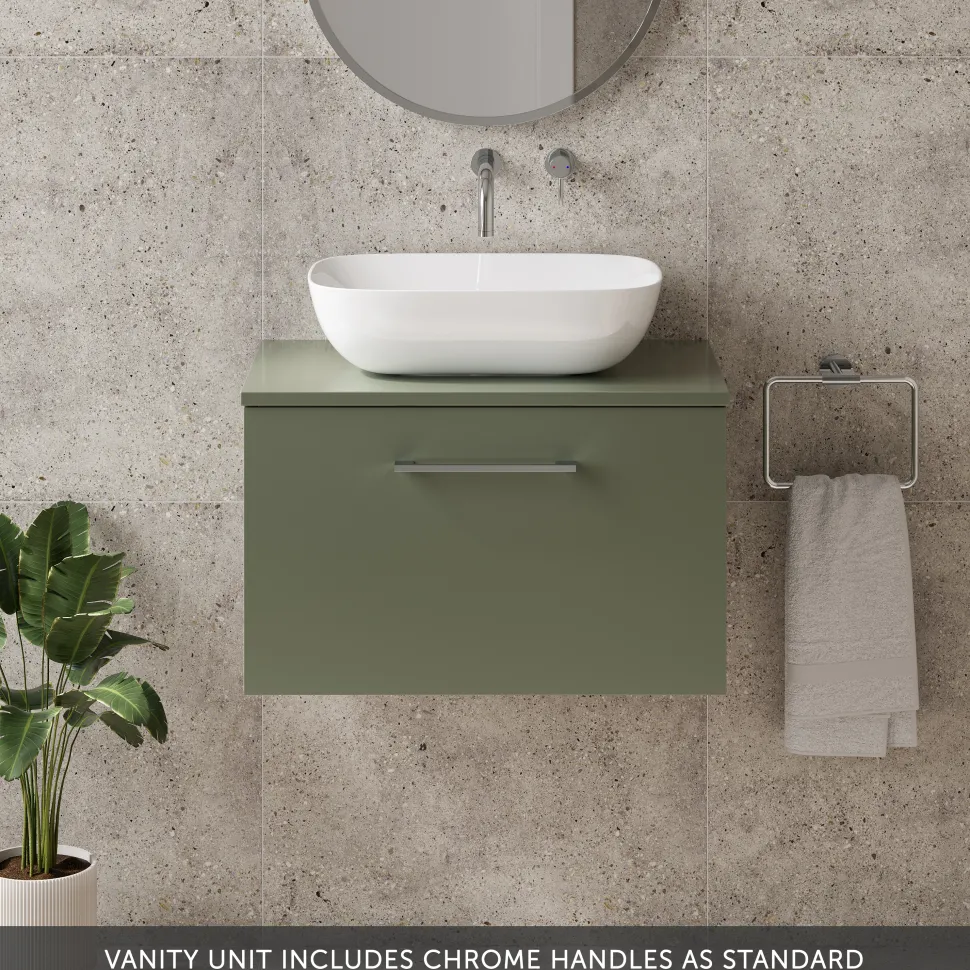 Erin 600mm Wall Mounted 1 Drawer Vanity Unit & Countertop
