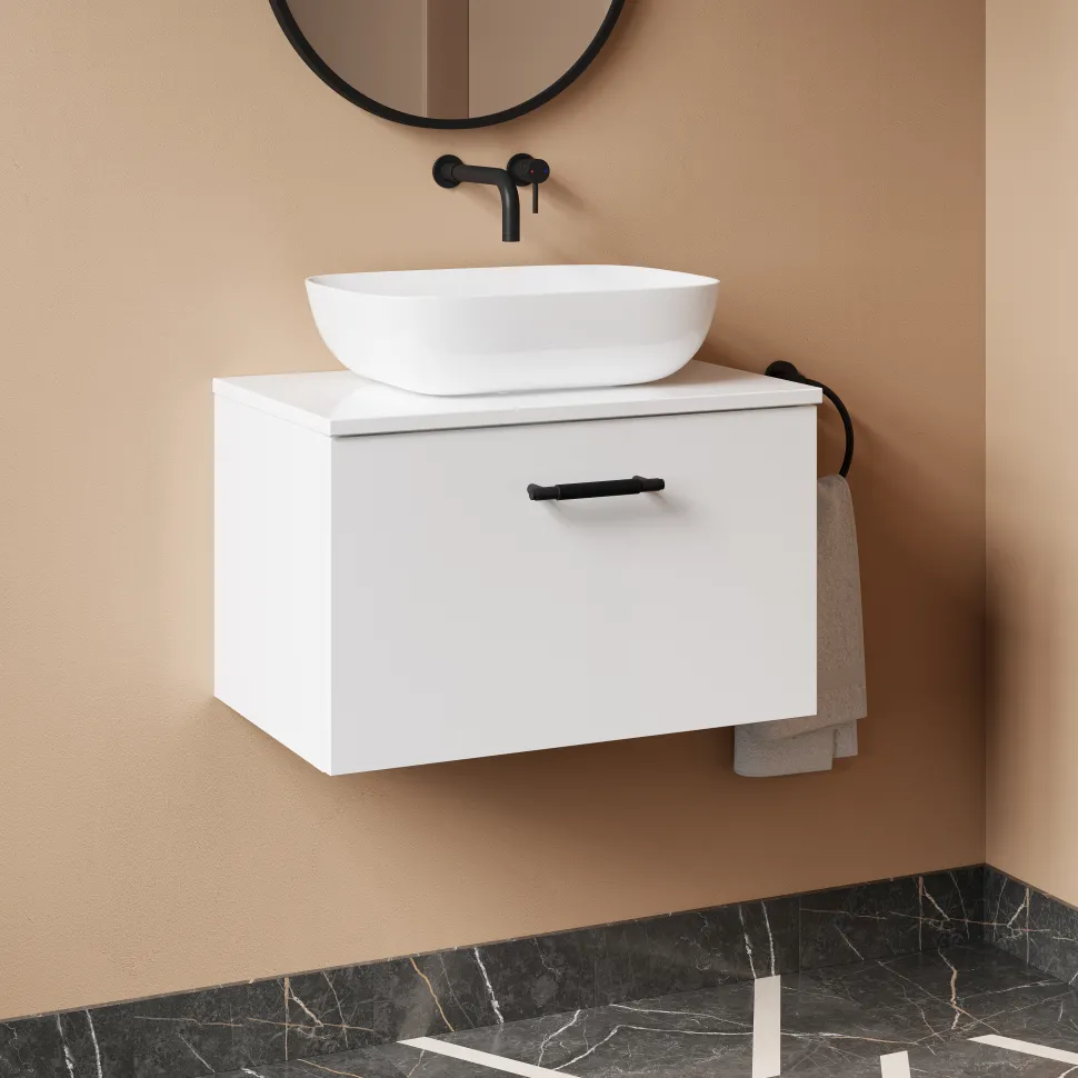 Erin 600mm Wall Mounted 1 Drawer Vanity Unit & Countertop