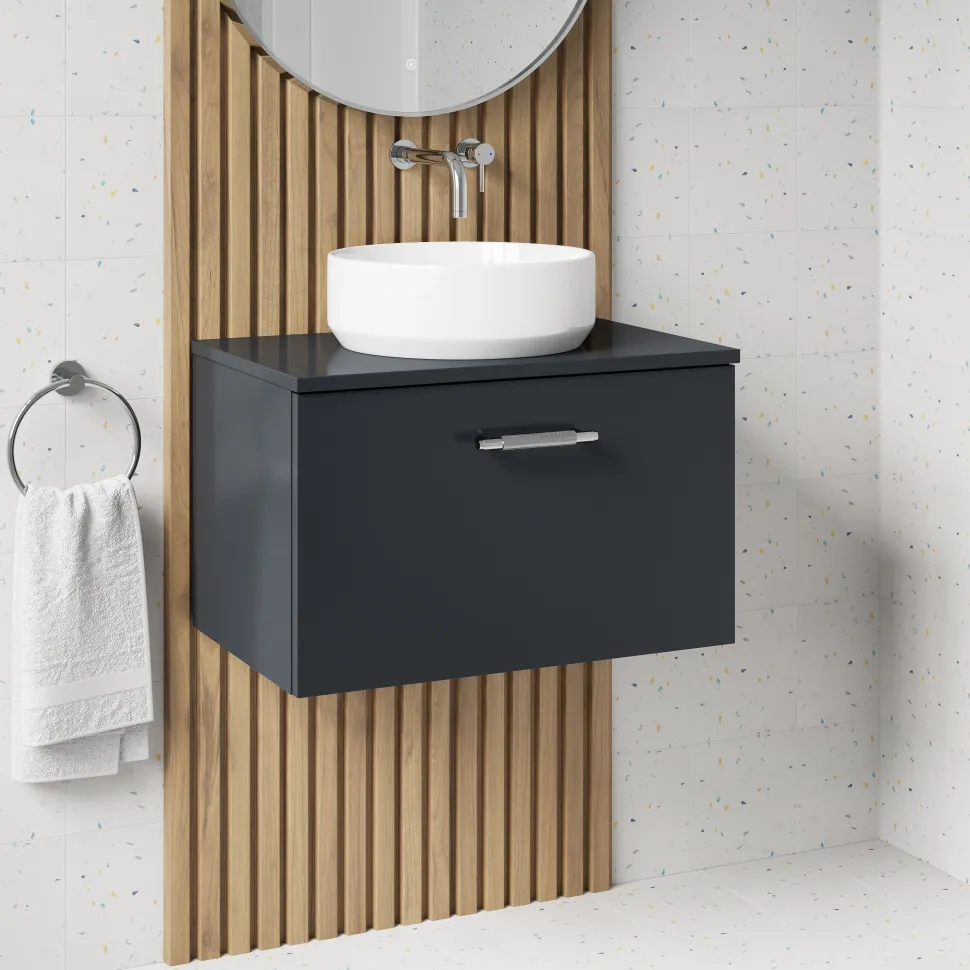 Erin 600mm Wall Mounted 1 Drawer Vanity Unit & Countertop