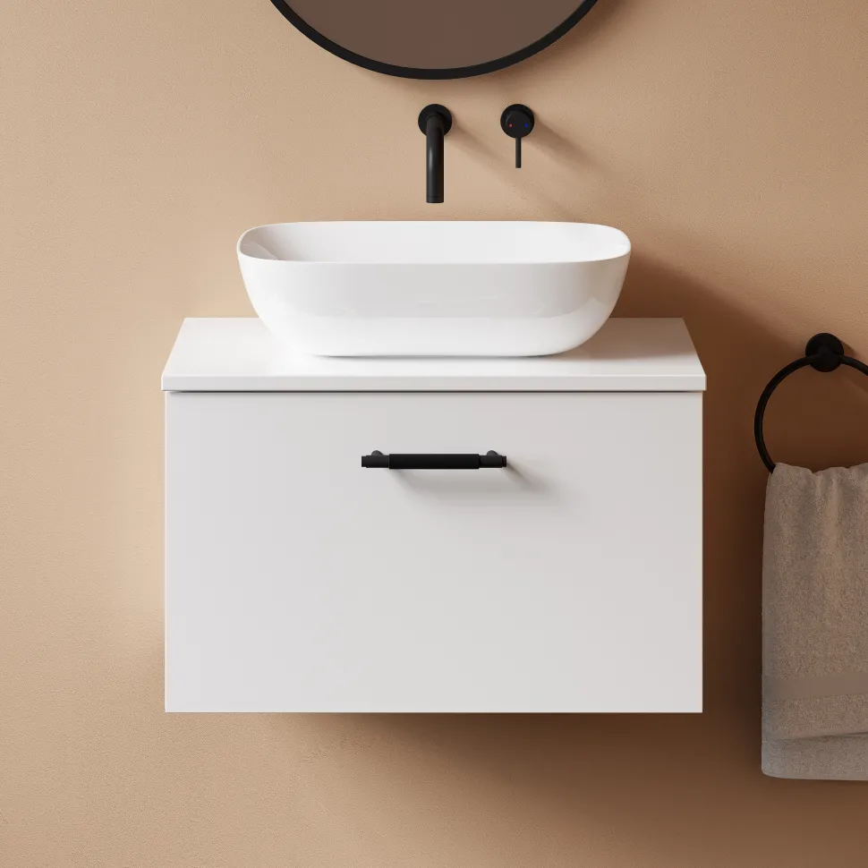 Erin 600mm Wall Mounted 1 Drawer Vanity Unit & Countertop