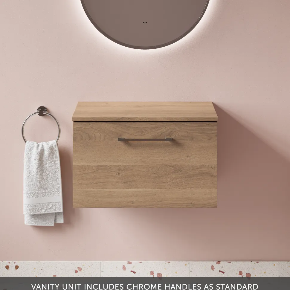Erin 600mm Wall Mounted 1 Drawer Vanity Unit & Countertop