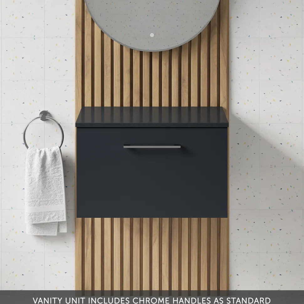 Erin 600mm Wall Mounted 1 Drawer Vanity Unit & Countertop