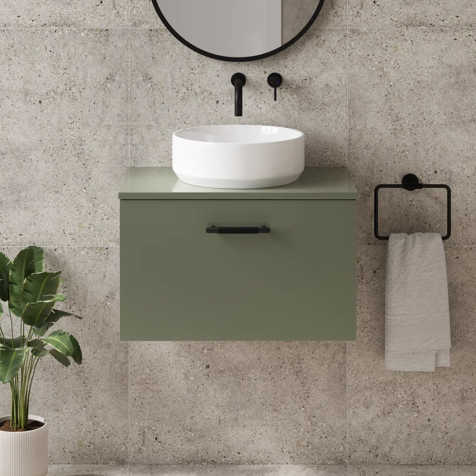 Erin 600mm Wall Mounted 1 Drawer Vanity Unit & Countertop