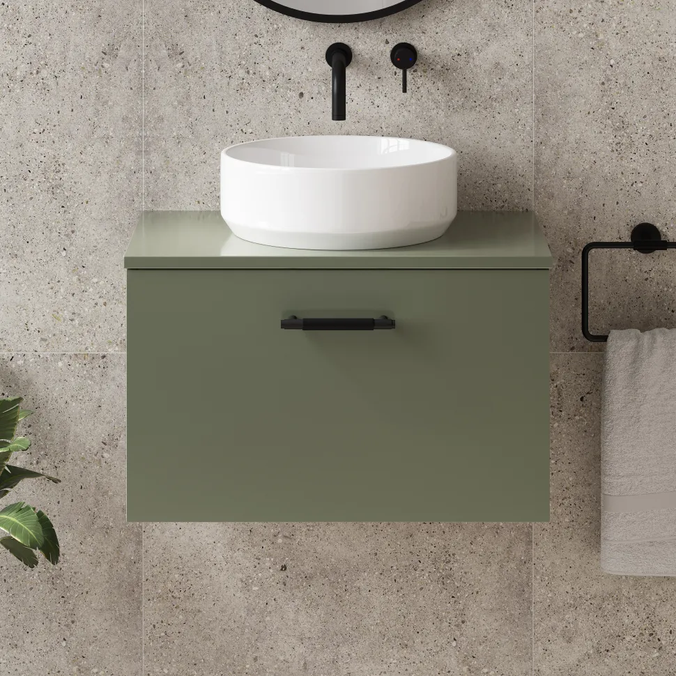 Erin 600mm Wall Mounted 1 Drawer Vanity Unit & Countertop