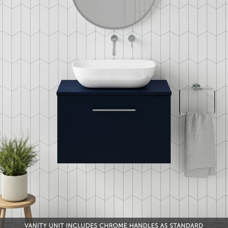 Erin 600mm Wall Mounted 1 Drawer Vanity Unit & Countertop