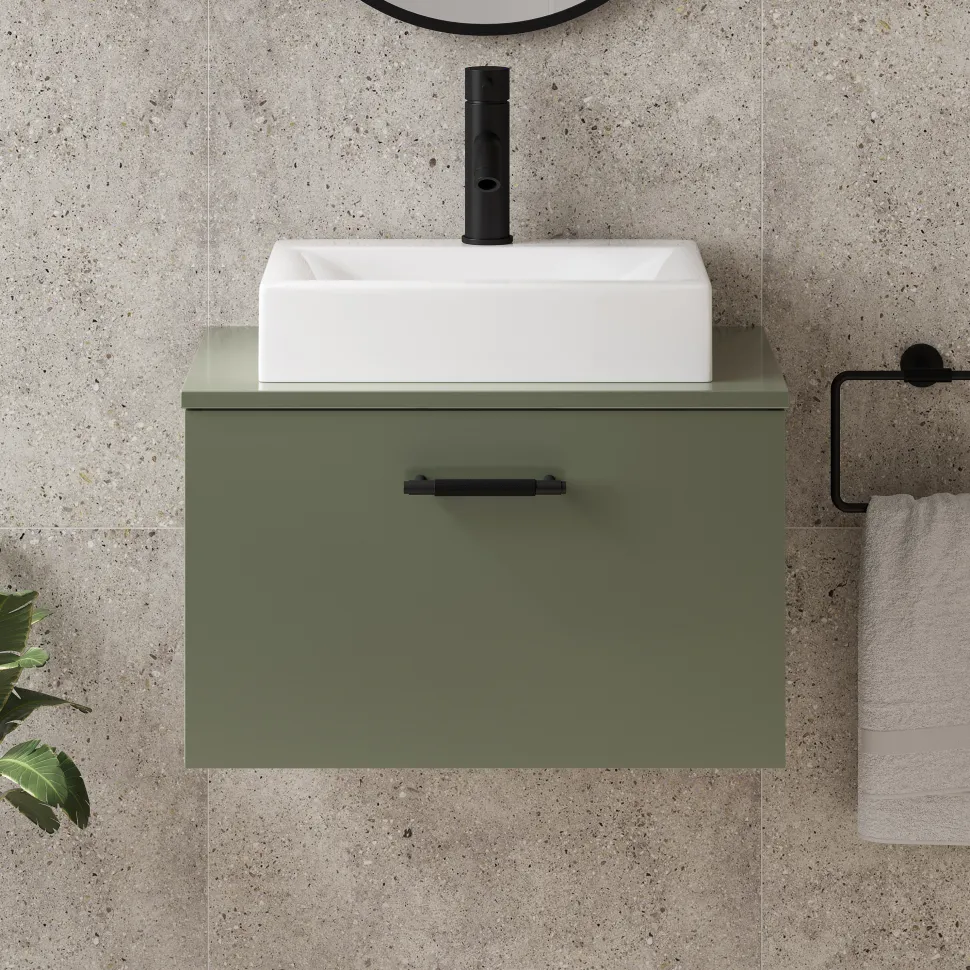 Erin 600mm Wall Mounted 1 Drawer Vanity Unit & Countertop