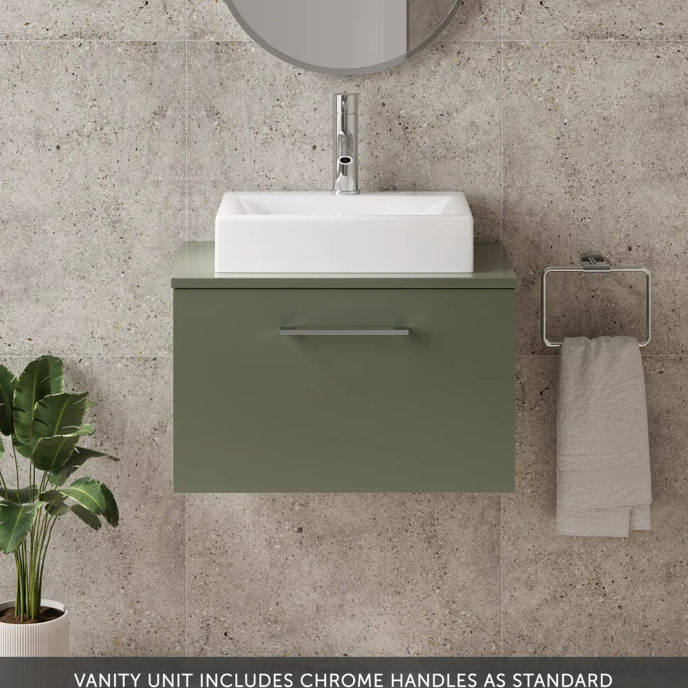 Erin 600mm Wall Mounted 1 Drawer Vanity Unit & Countertop