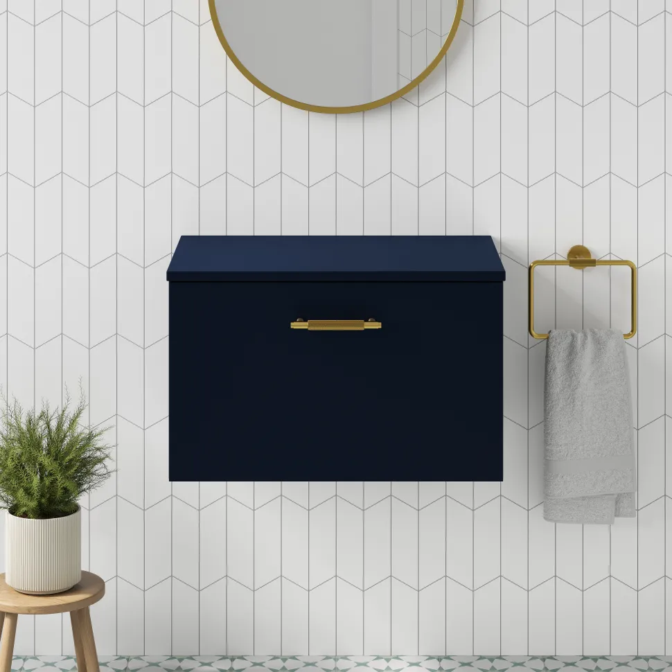 Erin 600mm Wall Mounted 1 Drawer Vanity Unit & Countertop