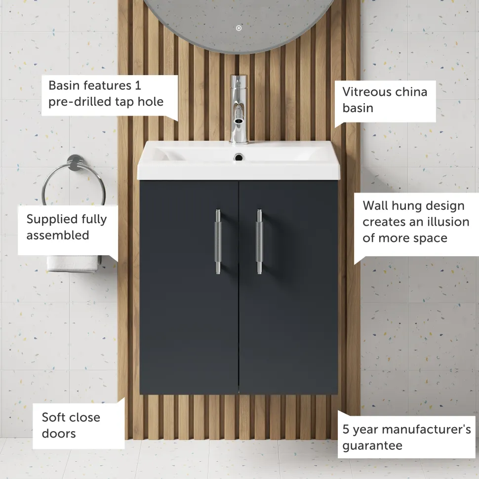Erin 500mm Wall Mounted Vanity Unit & Basin