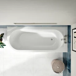 Erin Modern Shower Bath Suite with 1700mm J Shaped Bath & Rimless Toilet