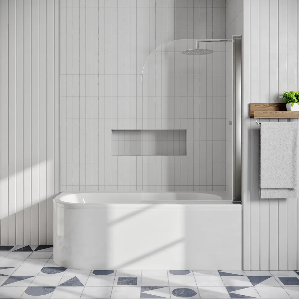 Erin Modern Shower Bath Suite with 1700mm J Shaped Bath & Rimless Toilet
