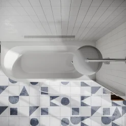 Erin Modern Shower Bath Suite with 1700mm J Shaped Bath & Rimless Toilet