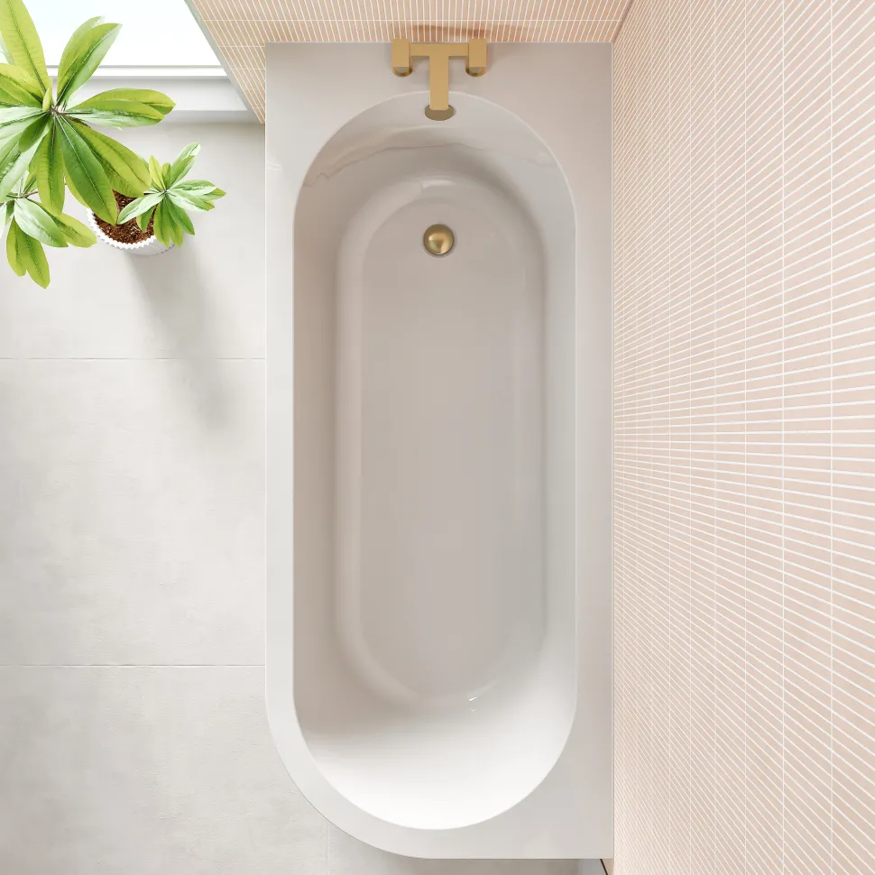 Erin Modern Shower Bath Suite with 1700mm J Shaped Bath & Rimless Toilet