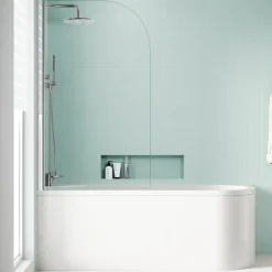 Erin Modern Shower Bath Suite with 1700mm J Shaped Bath & Rimless Toilet