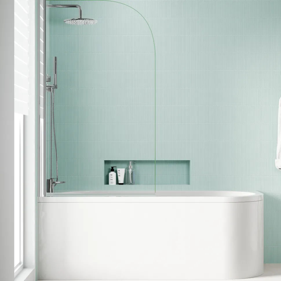 Erin Modern Shower Bath Suite with 1700mm J Shaped Bath & Rimless Toilet