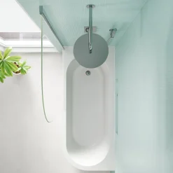 Erin Modern Shower Bath Suite with 1700mm J Shaped Bath & Rimless Toilet
