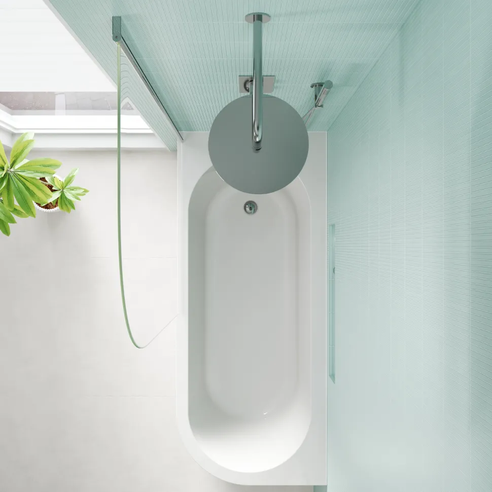 Erin Modern Shower Bath Suite with 1700mm J Shaped Bath & Rimless Toilet