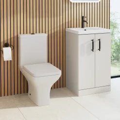 Erin Rimless Toilet & Vanity Unit Bathroom Set with Matt Black Handles