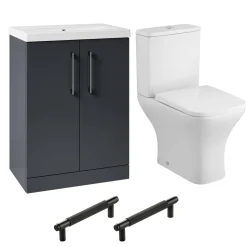 Erin Rimless Toilet & Vanity Unit Bathroom Set with Matt Black Handles