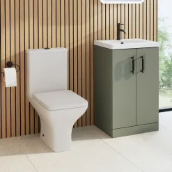 Erin Rimless Toilet & Vanity Unit Bathroom Set with Matt Black Handles