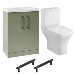 Erin Rimless Toilet & Vanity Unit Bathroom Set with Matt Black Handles