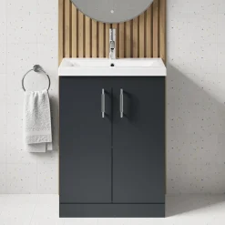 Erin Rimless Toilet & Vanity Unit Bathroom Set with Matt Black Handles