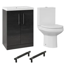 Erin Rimless Toilet & Vanity Unit Bathroom Suite with Matt Black Handles