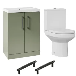 Erin Rimless Toilet & Vanity Unit Bathroom Suite with Matt Black Handles