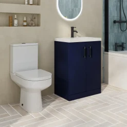 Erin Rimless Toilet & Vanity Unit Bathroom Suite with Matt Black Handles