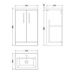 Erin Rimless Toilet & Vanity Unit Bathroom Suite Set with Matt Black Handles