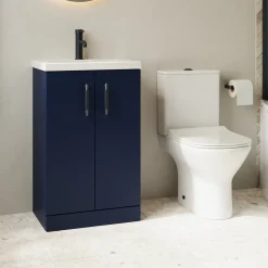 Erin Rimless Toilet & Vanity Unit Bathroom Suite Set with Matt Black Handles